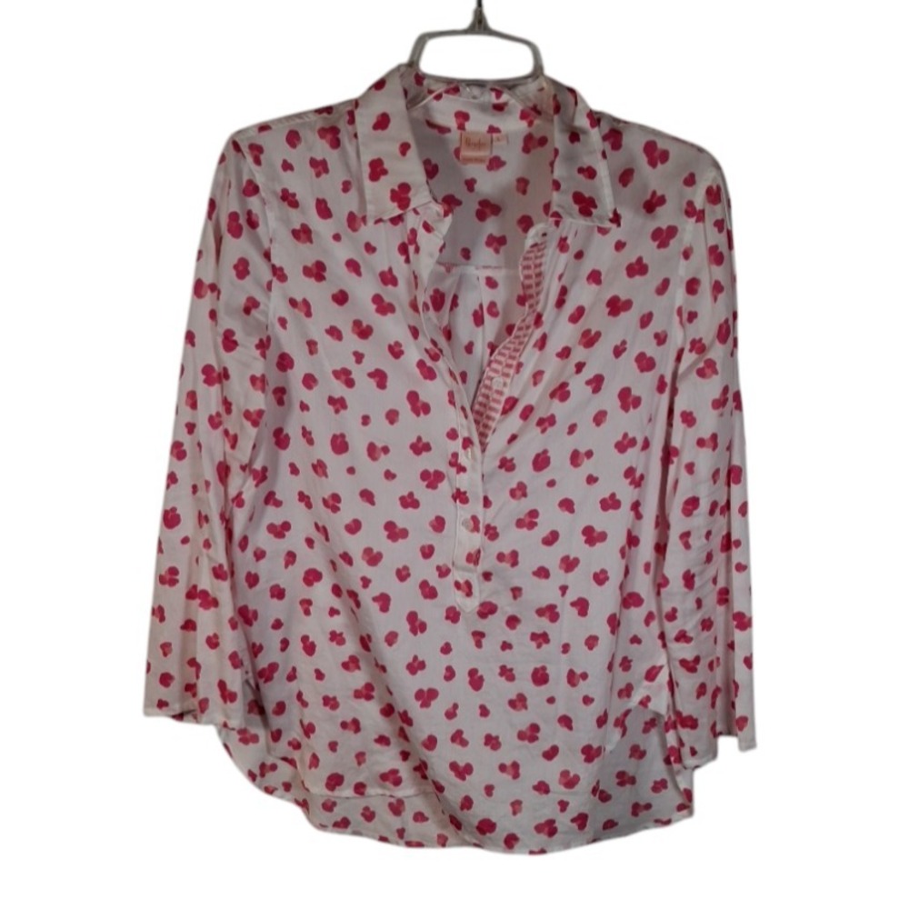 Persifor White & Pink Blouse Women's Size L Made in USA‎